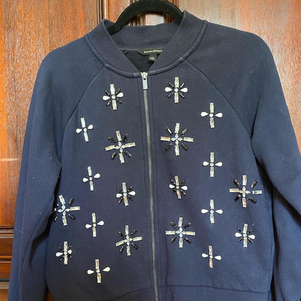 Banana Republic Jeweled Zip Sweatshirt